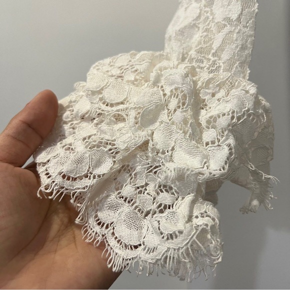 SHEIN Dot Mesh Insert Ruffle Trim Lace Top - Picture 3 of 6